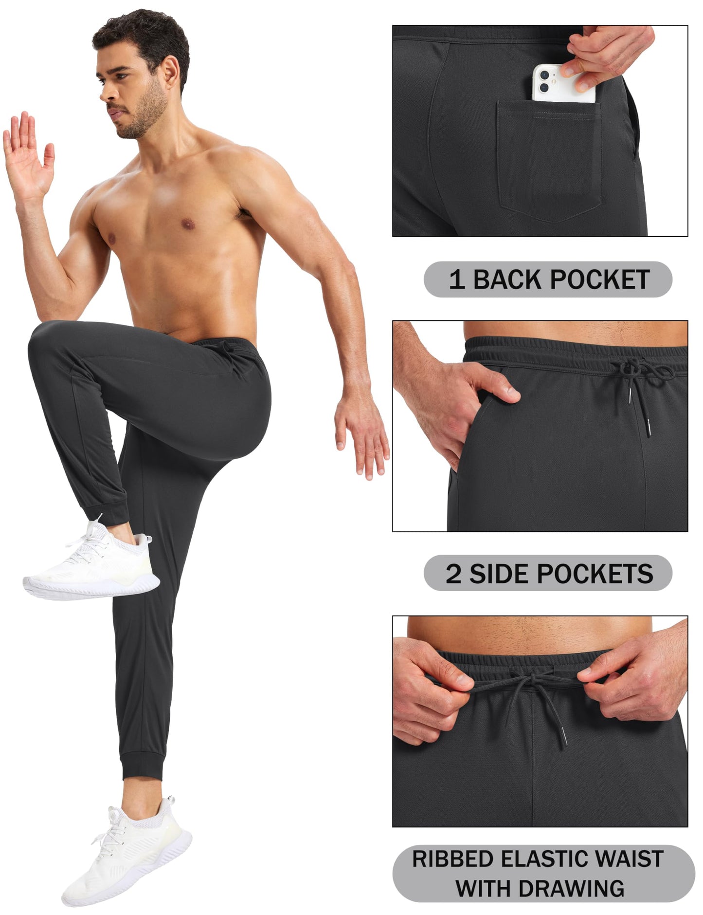 MAGNIVIT Men's Lightweight Joggers Sweatpants with Pockets Breathable Quick Dry Athletic for Running Gym Work Out