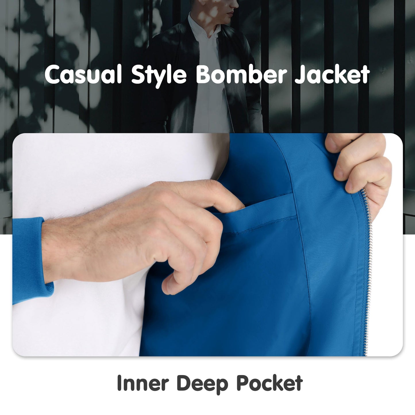 MAGNIVIT Men's Lightweight Bomber Jacket Windbreaker Casual Fall Spring Outdoor Coat