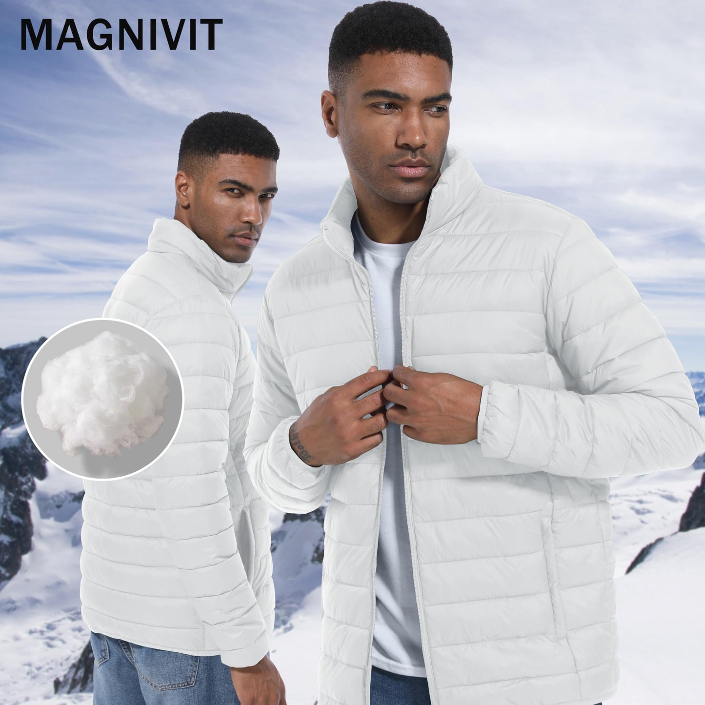 MAGNIVIT Men's Puffer Jackets Lightweight Warm Winter Coat Water-Repellent Windbreaker Insulated Quilted Packable Jacket