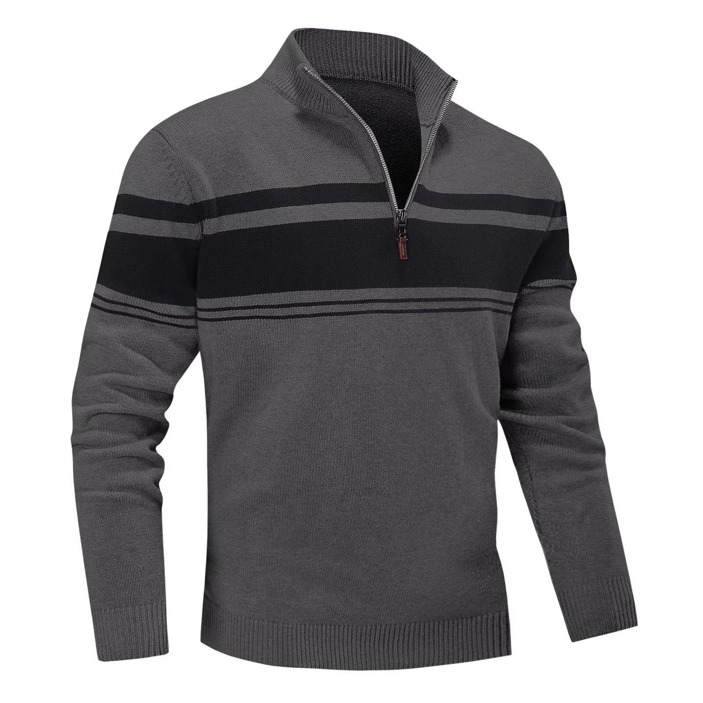 MAGNIVIT Men's Sweater Quarter Zip Striped Pullover Fall Winter Spring Color Block Polo Sweatshirts