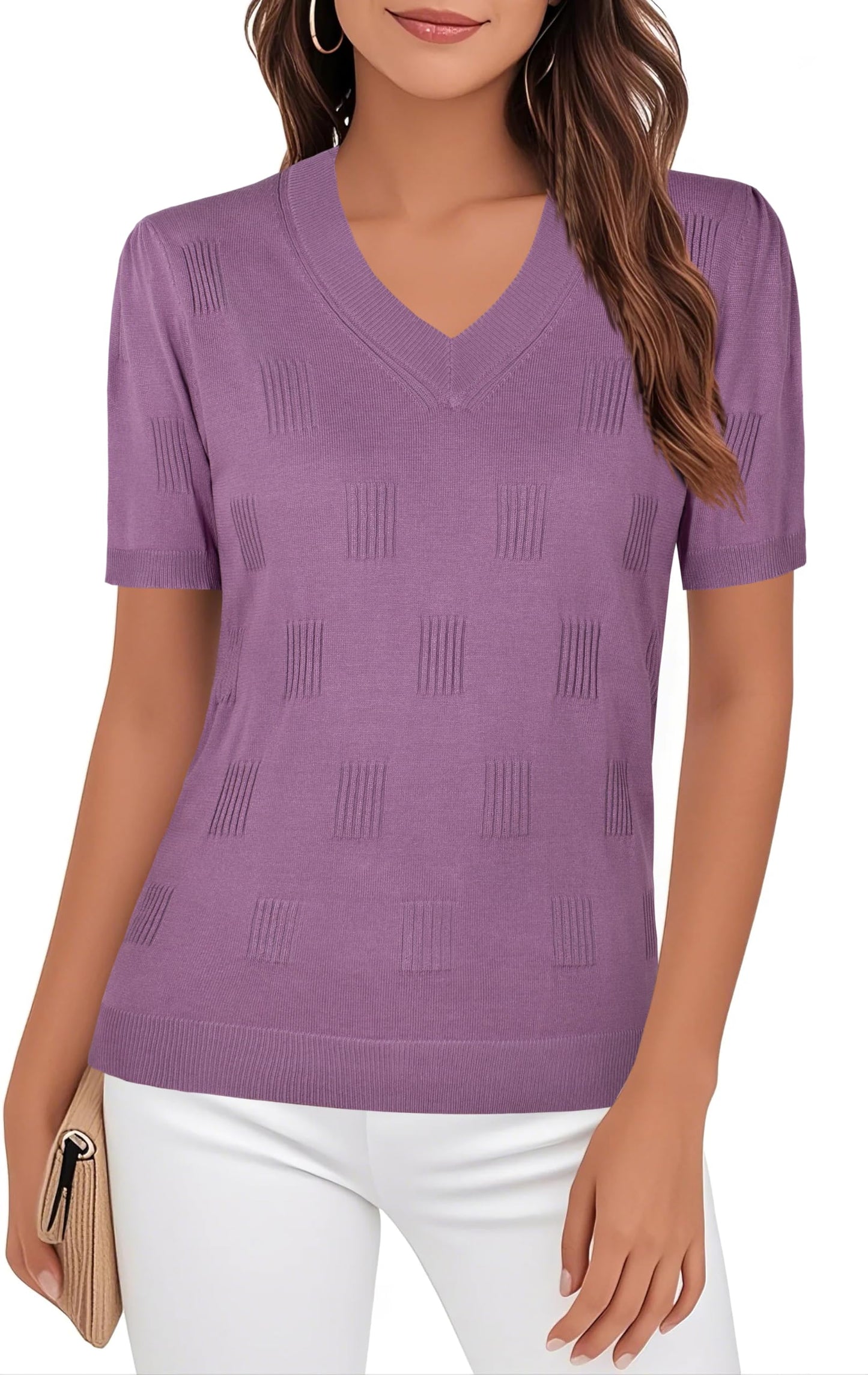 Ninedaily Women's Tops Short Sleeve Sweater Knit T-Shirts Dressy Casual Blouses