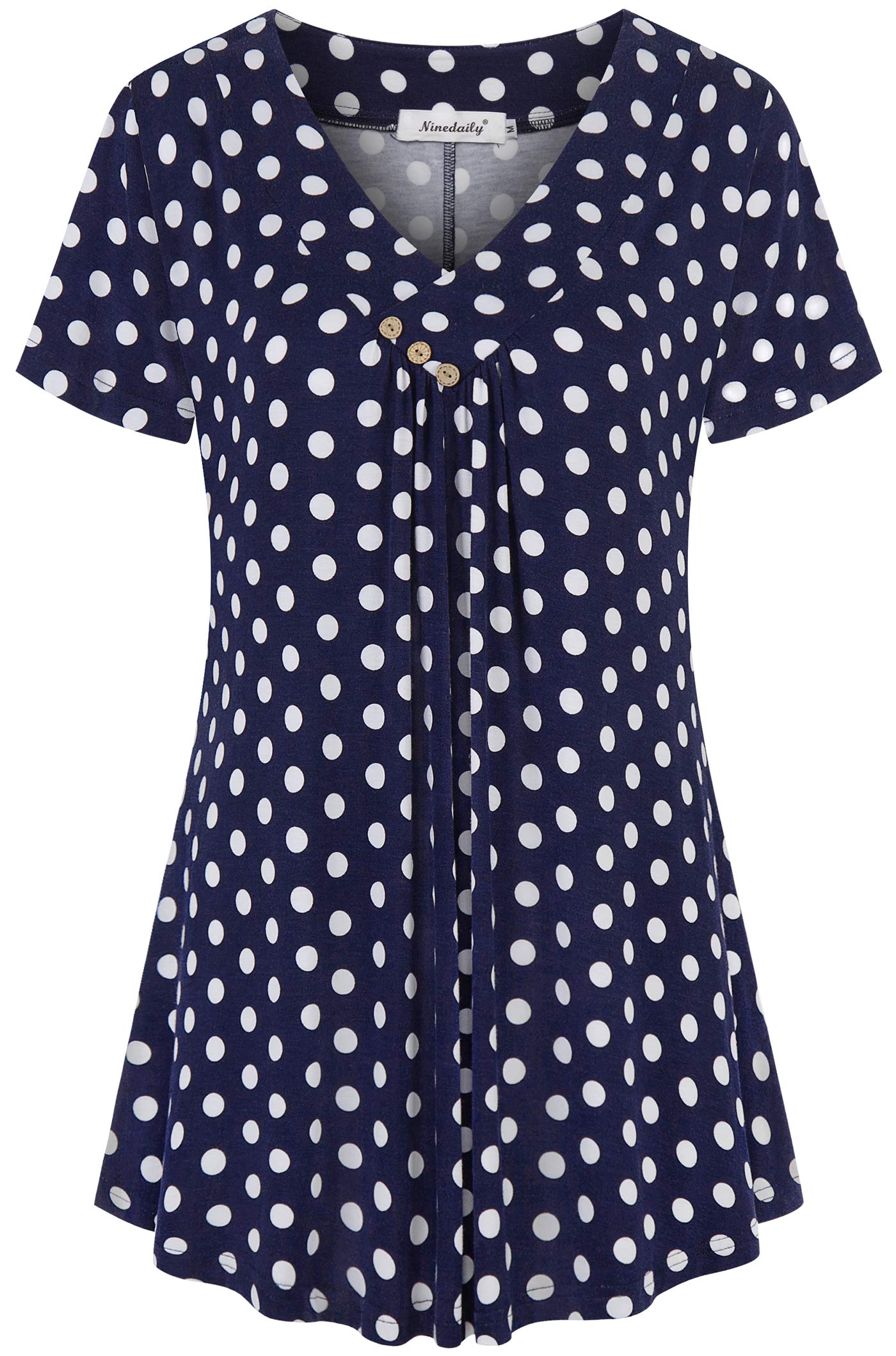 Ninedaily Women's Tunic Summer Short Sleeve Top Loose V Neck Dressy Shirt Blouse