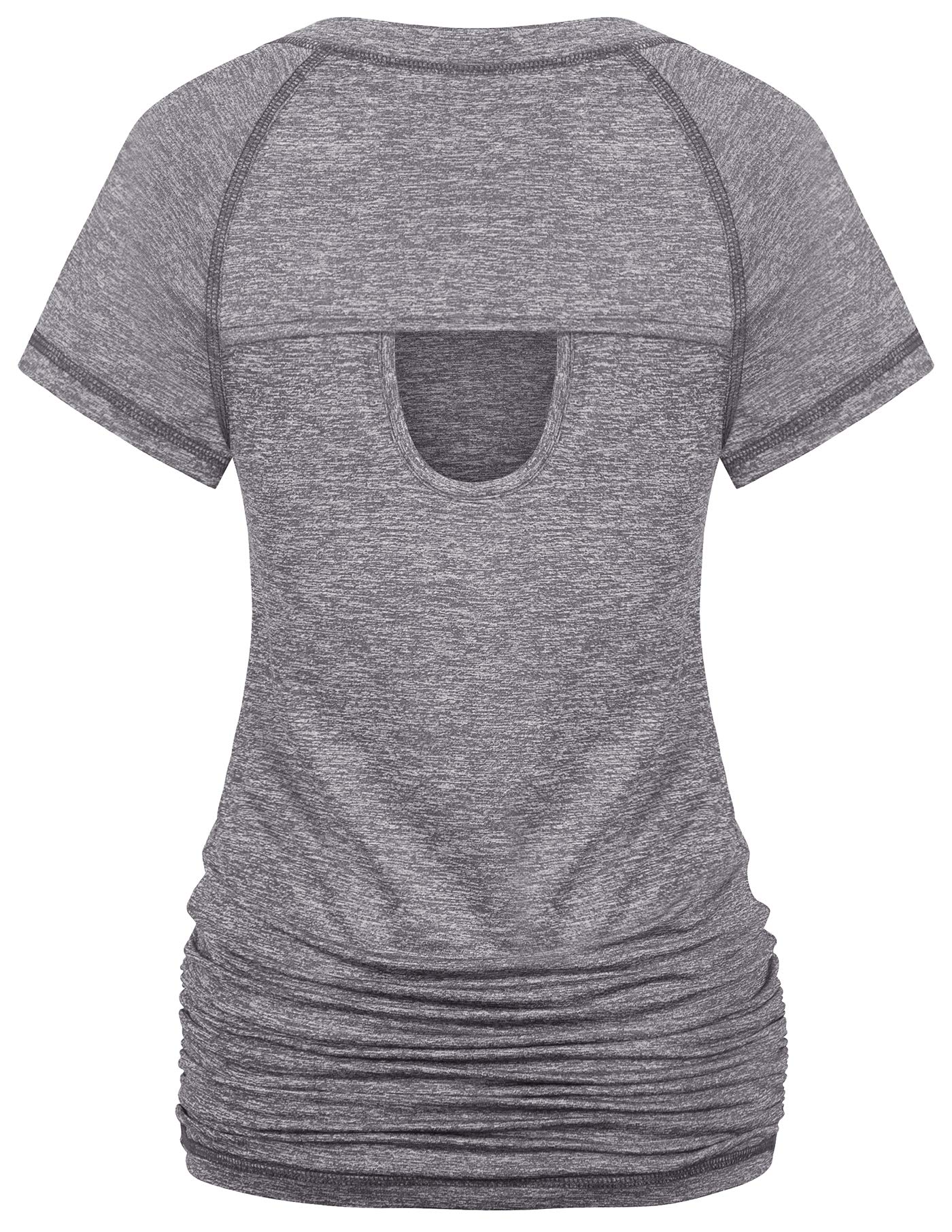 Ninedaily Womens Workout Top Running Yoga Shirt Summer Short Sleeve Casual Tunic