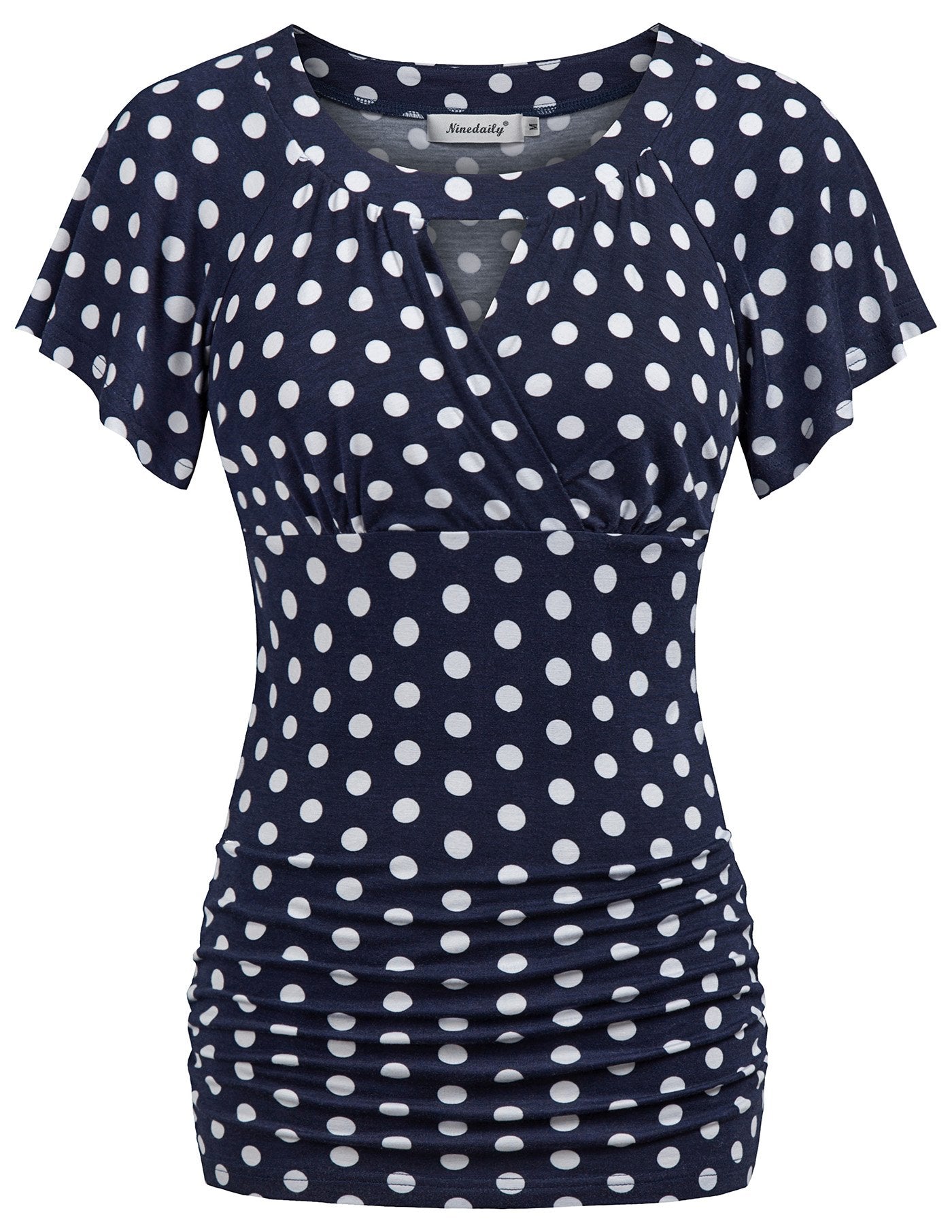 Ninedaily Women Dressy Tunic Tops Crossover V Neck Raglan Sleeve Ruched Blouse