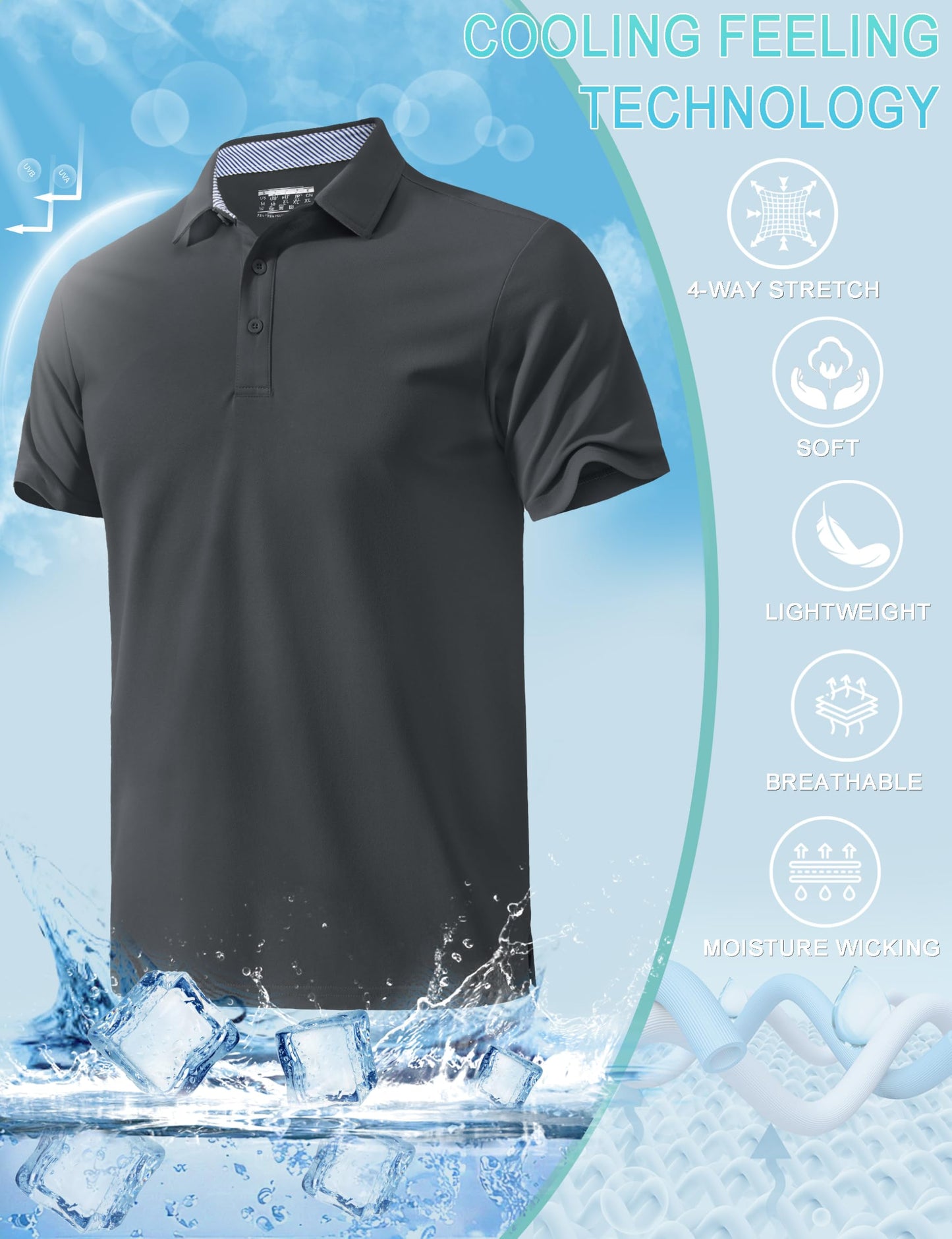 MAGNIVIT Mens Polo Shirts Short Sleeve Athletic Golf Shirts Moisture Wicking 3-Button Casual Cotton Collared Shirt