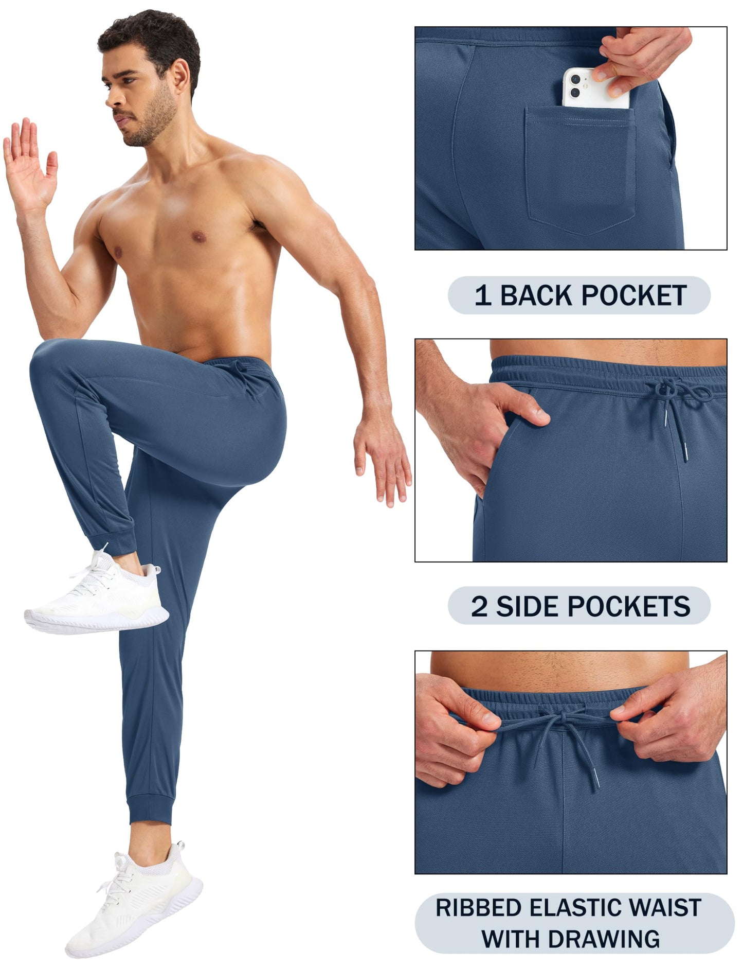 MAGNIVIT Men's Lightweight Joggers Sweatpants with Pockets Breathable Quick Dry Athletic for Running Gym Work Out