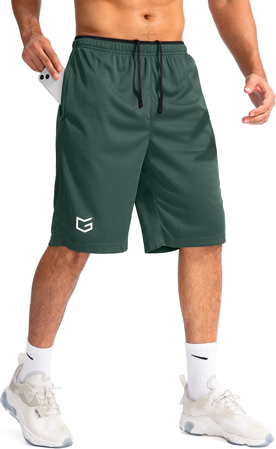 G Gradual Men's Basketball Shorts with Zipper Pockets Lightweight Quick Dry 11" Long Shorts for Men Athletic Gym