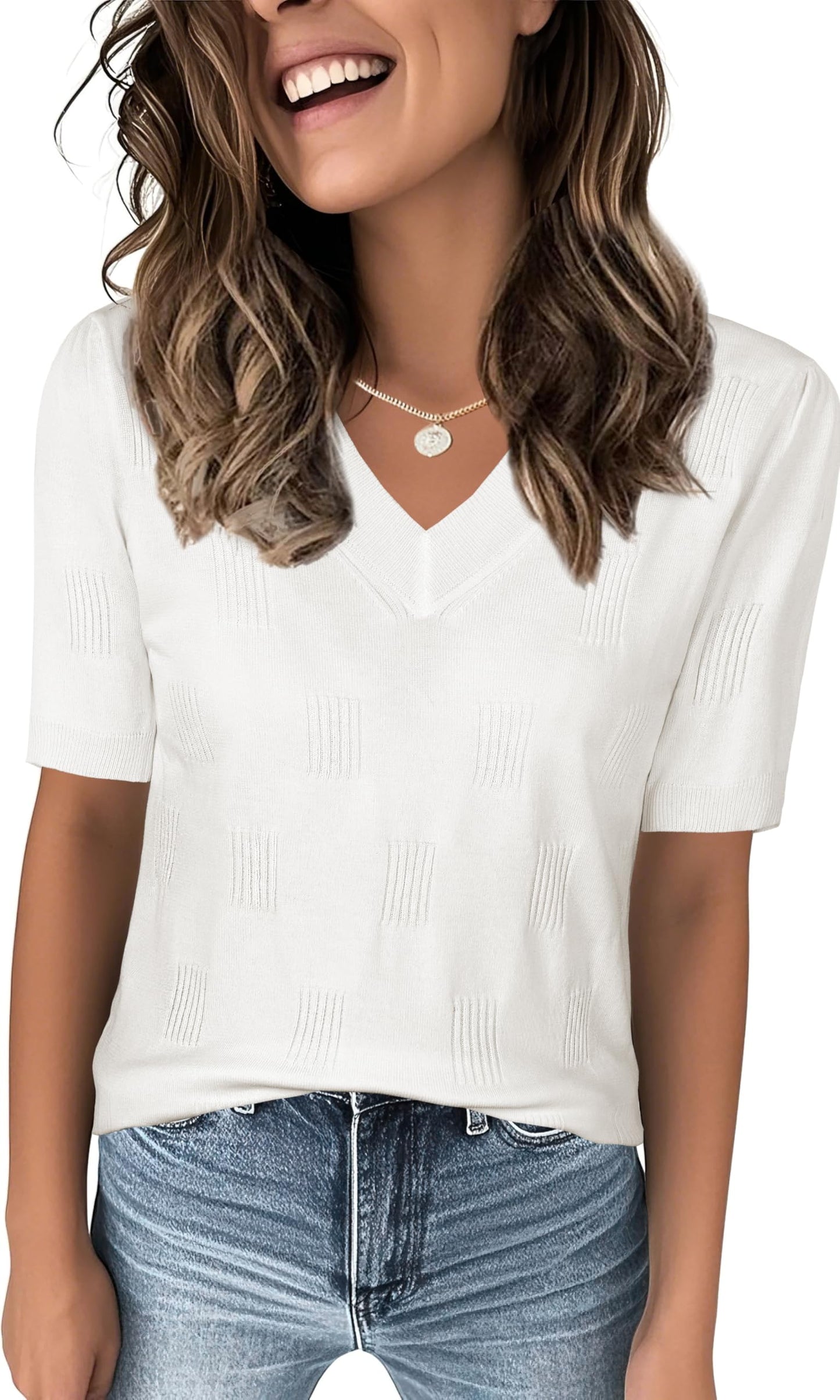 Ninedaily Women's Tops Short Sleeve Sweater Knit T-Shirts Dressy Casual Blouses