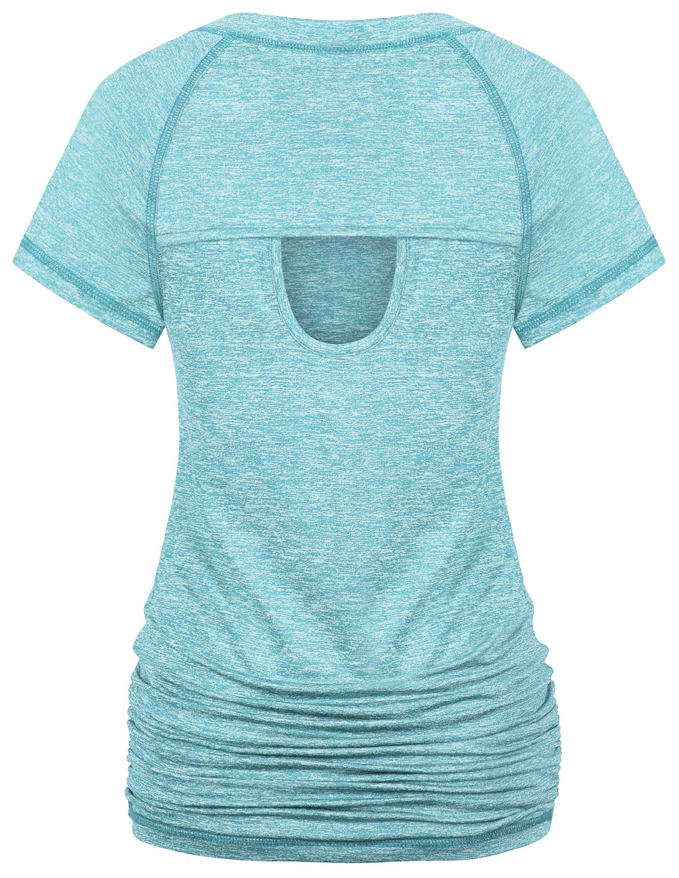 Ninedaily Womens Workout Top Running Yoga Shirt Summer Short Sleeve Casual Tunic