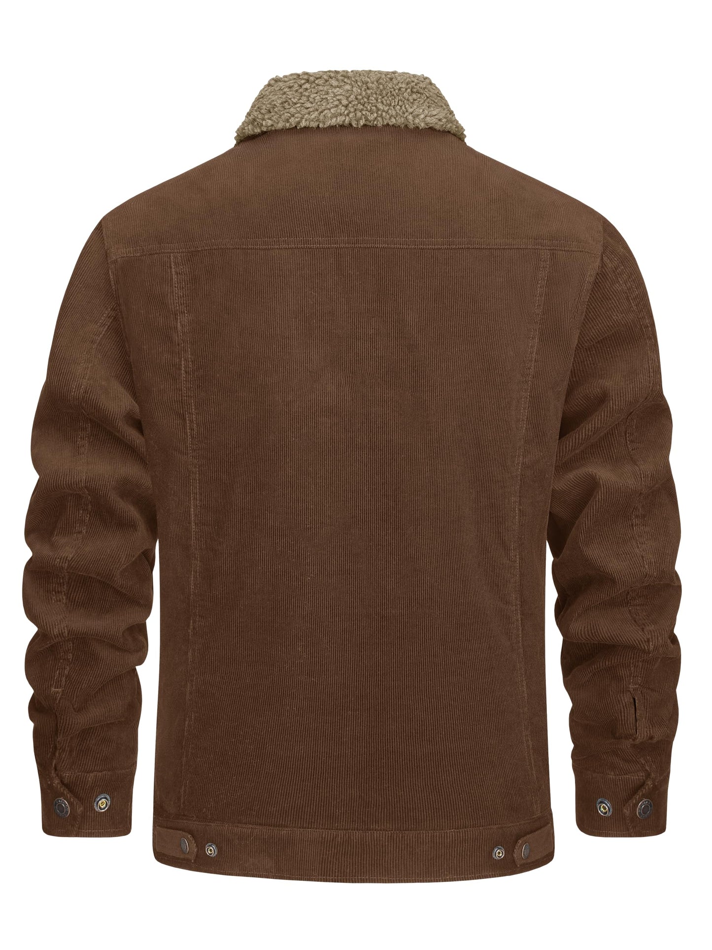 MAGNIVIT Men's Corduroy Fleece Cargo Jacket Winter Snap Button Lapel Sherpa Lined Trucker Cowboy Coat with 5 Pockets