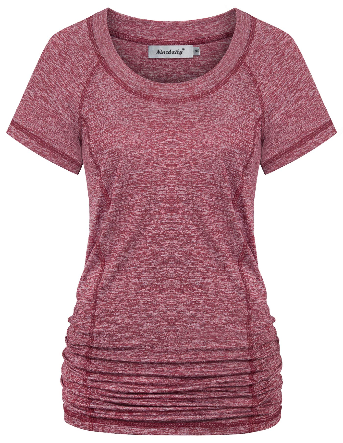 Ninedaily Womens Workout Top Running Yoga Shirt Summer Short Sleeve Casual Tunic