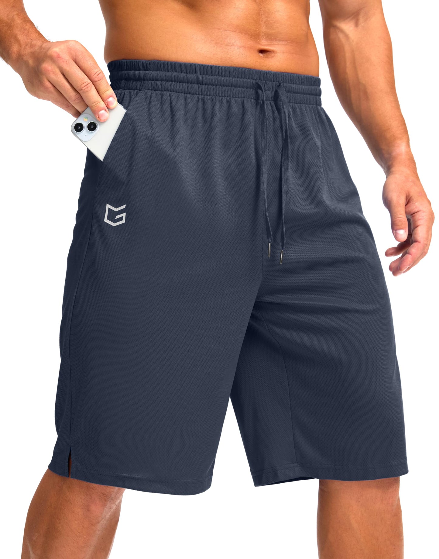 G Gradual Men's Athletic Shorts with Pockets 11" Long Basketball Shorts Lightweight Quick Dry Gym Workout Shorts for Men