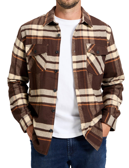 MAGNIVIT Men's Flannel Shirts Long Sleeve Button Down Fleece Cotton Jacket Two Pockets
