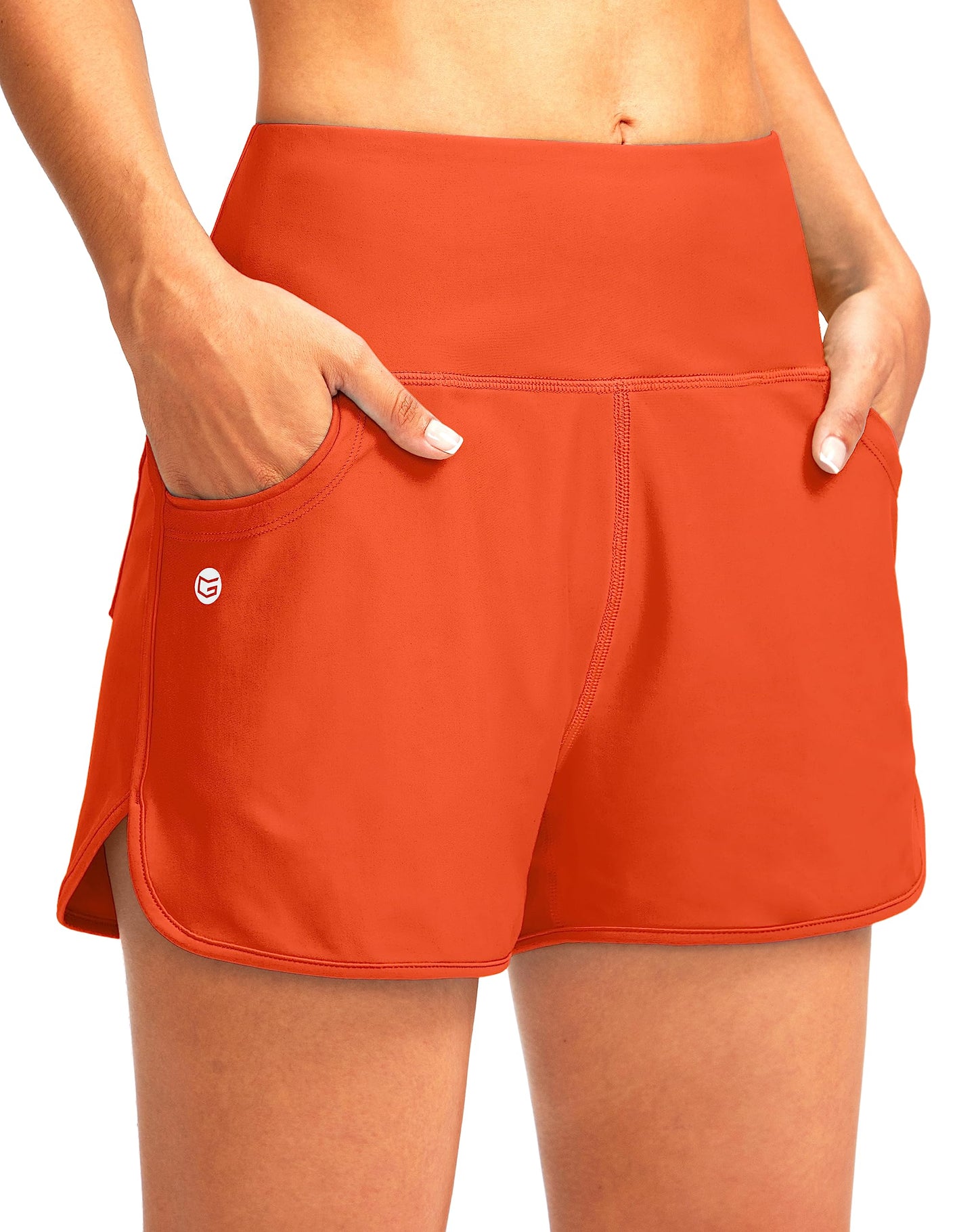 G Gradual Women's 3" High Waisted Swim Board Shorts with Pockets Quick Dry Swimsuit Bottoms Bathing Suit for Women with Liner