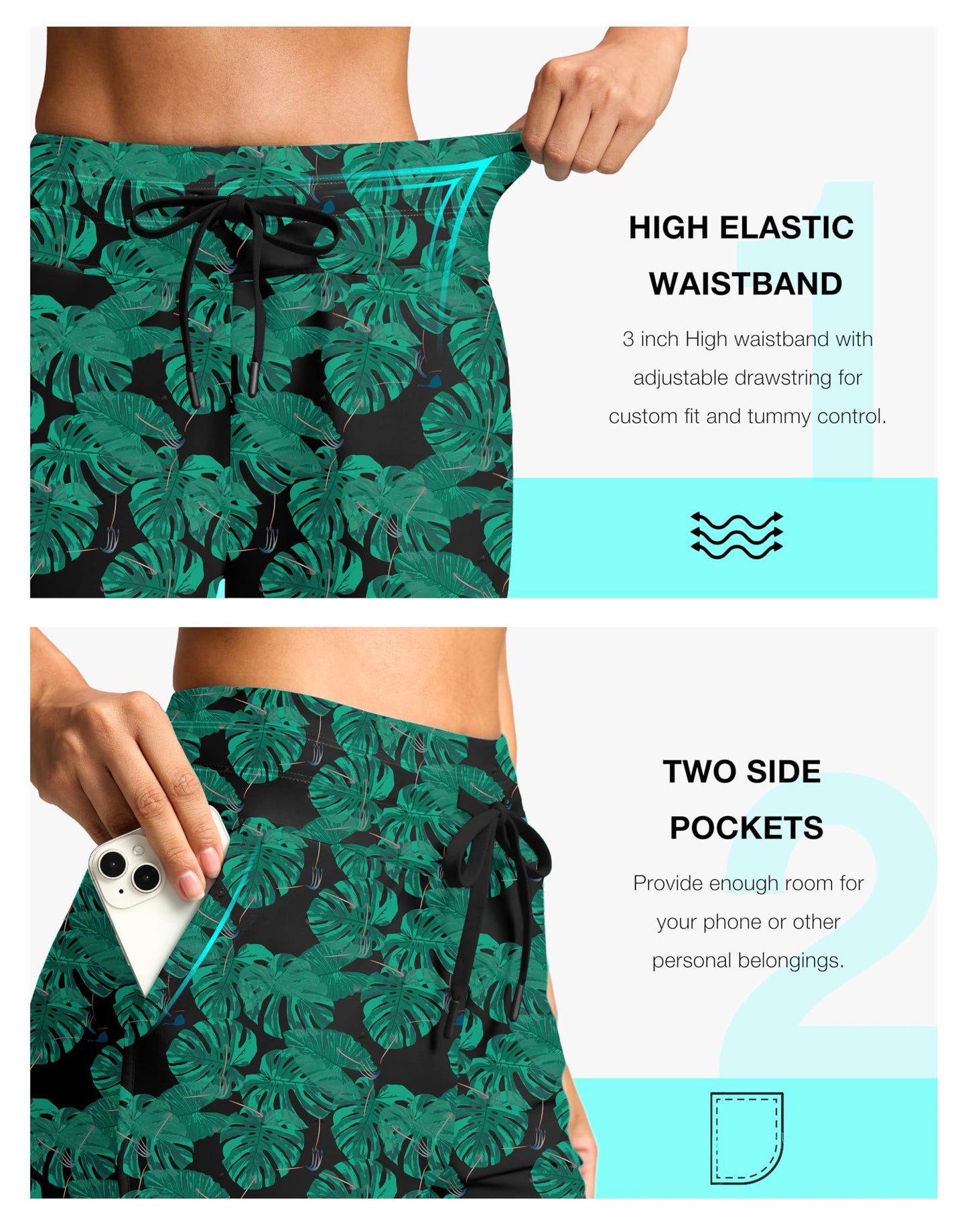 G Gradual Women's 4'' High Waisted Swim Board Shorts Quick Dry Swimming Bathing Suit Bottoms for Women with Pockets Liner