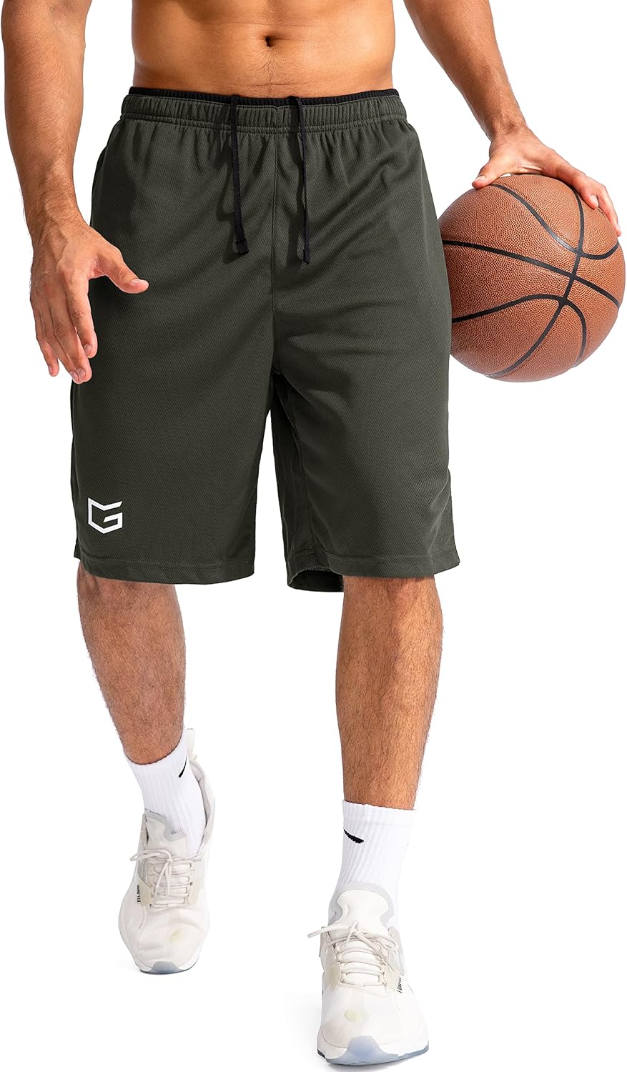 G Gradual Men's Basketball Shorts with Zipper Pockets Lightweight Quick Dry 11" Long Shorts for Men Athletic Gym