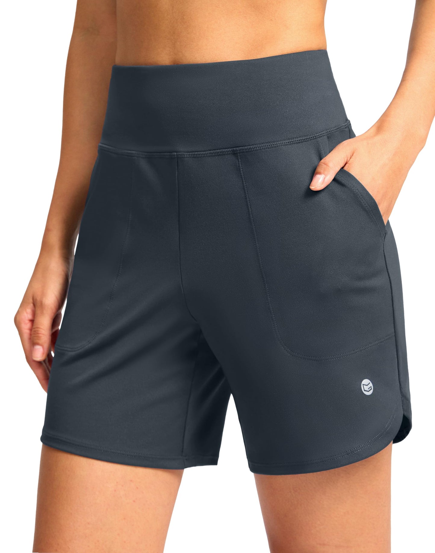 G Gradual Women's Athletic Shorts 6" High Waisted Stretchy Bermuda Shorts for Women Quick Dry Summer Casual Shorts
