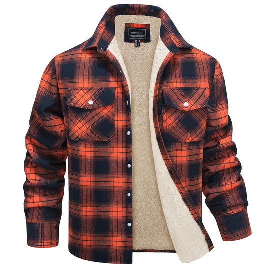 MAGNIVIT Mens Flannel Plaid Shirts Fleece Warm Winter Coat Sherpa Lining Jackets Soft Thickened Outwear Casual Outdoor Travel