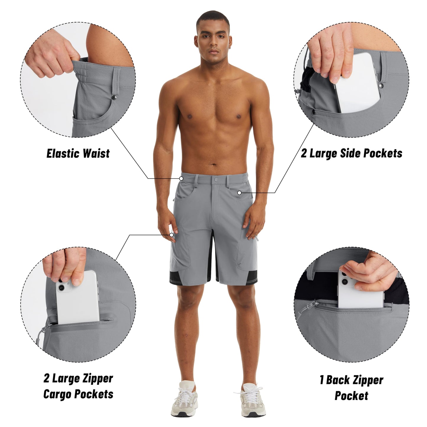 MAGNIVIT Men's Hiking Shorts Quick Dry Cargo Shorts Ripstop Tactical Water Repellent Work Shorts with Multi-Pockets