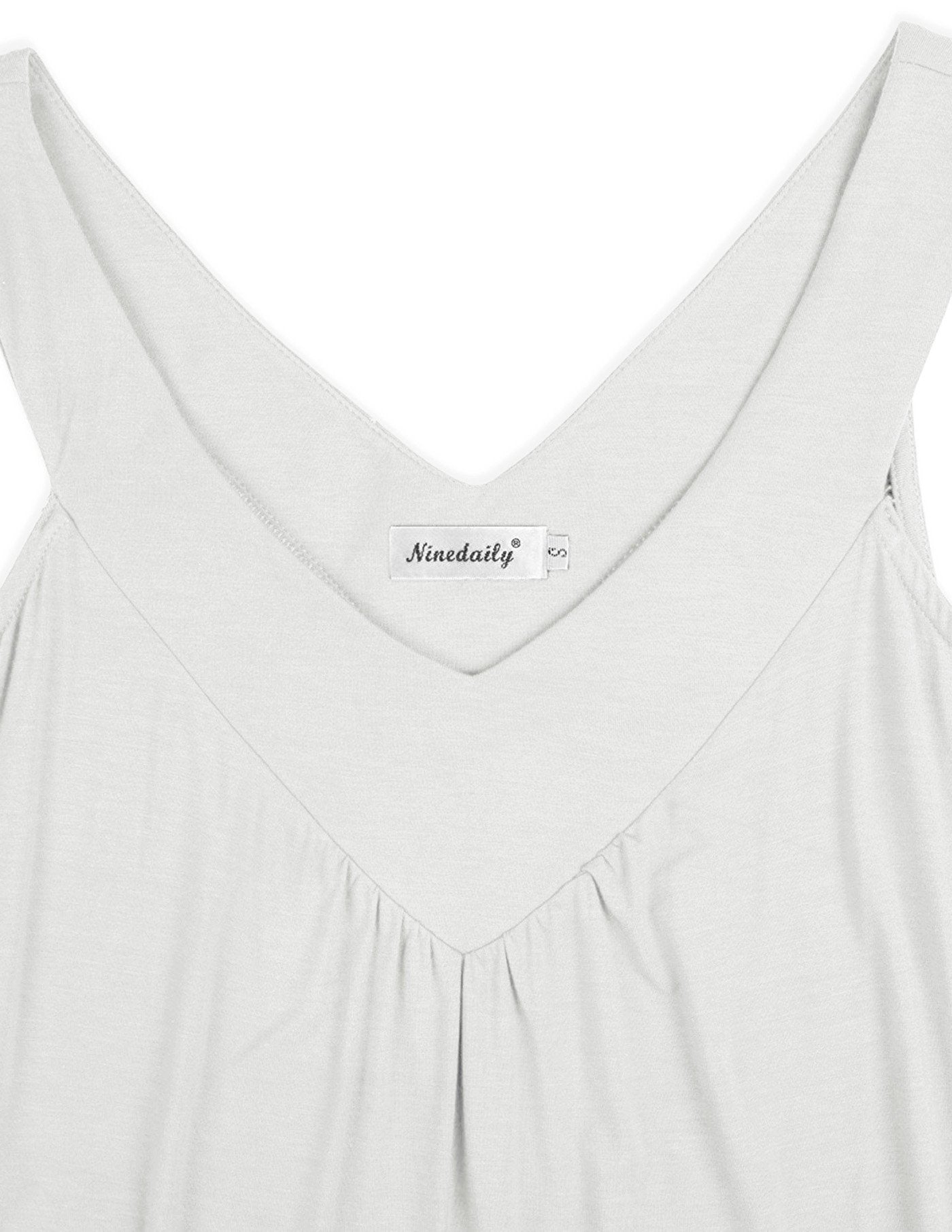 Ninedaily Women Comfy Sleeveless Tunic Top Pleated V Neck Tanks Vest Summer