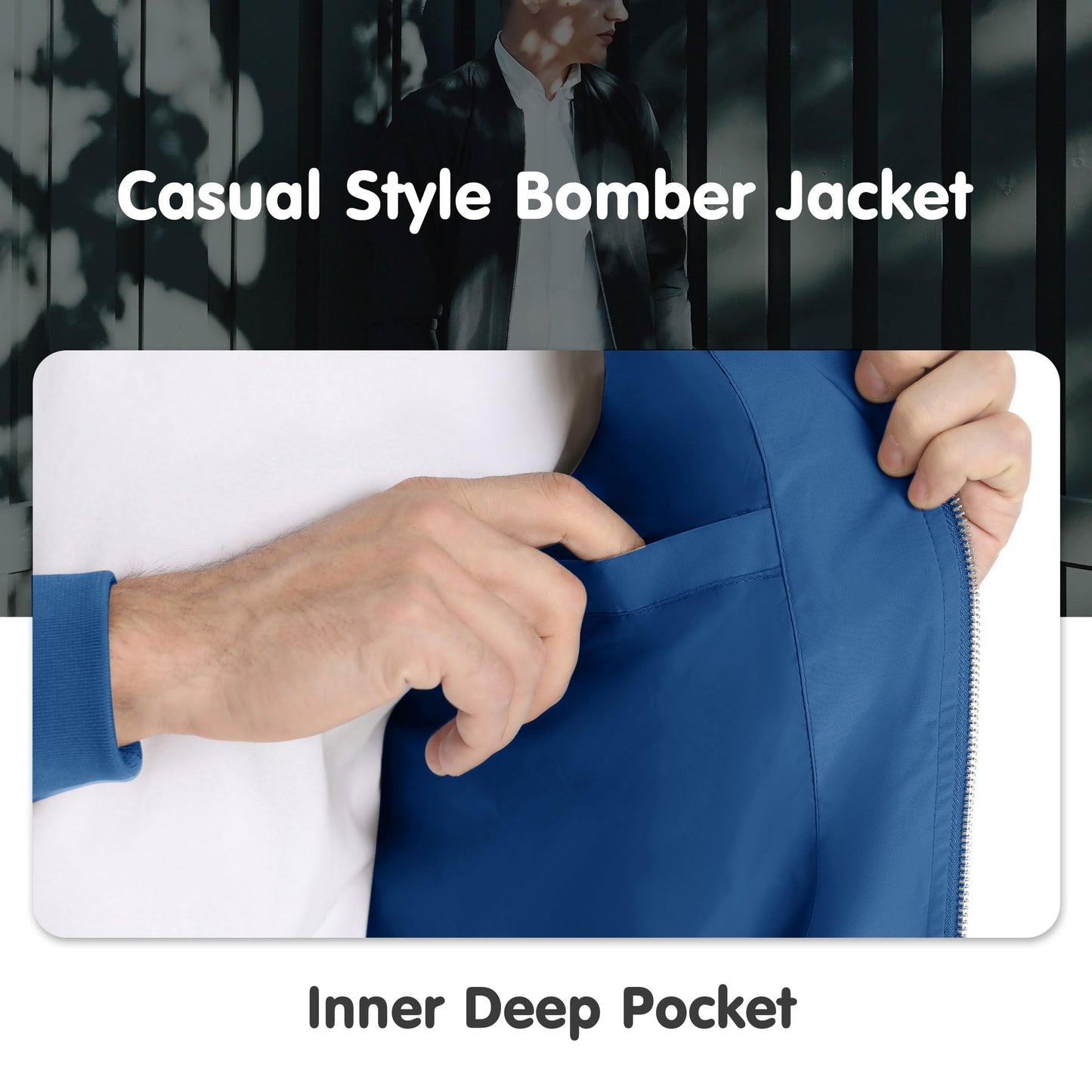 MAGNIVIT Men's Lightweight Bomber Jacket Windbreaker Casual Fall Spring Outdoor Coat