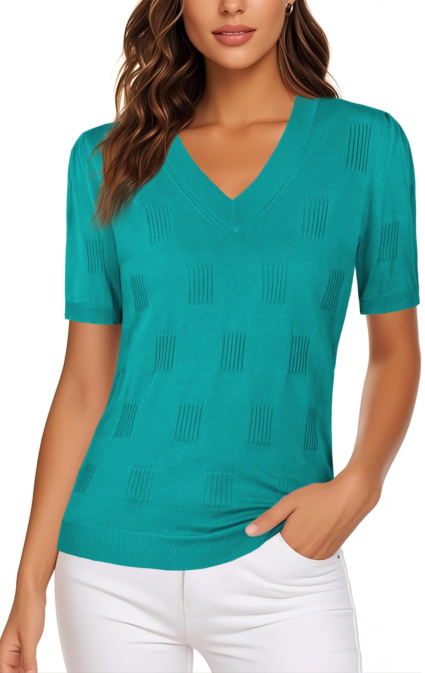 Ninedaily Women's Tops Short Sleeve Sweater Knit T-Shirts Dressy Casual Blouses