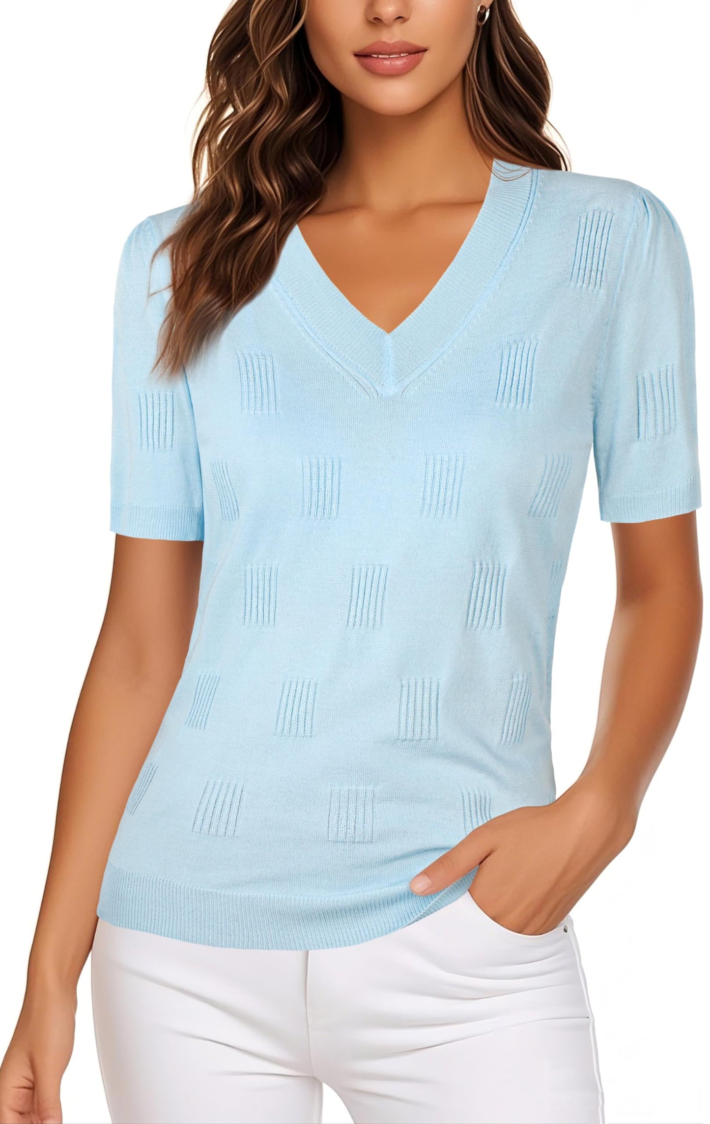 Ninedaily Women's Tops Short Sleeve Sweater Knit T-Shirts Dressy Casual Blouses