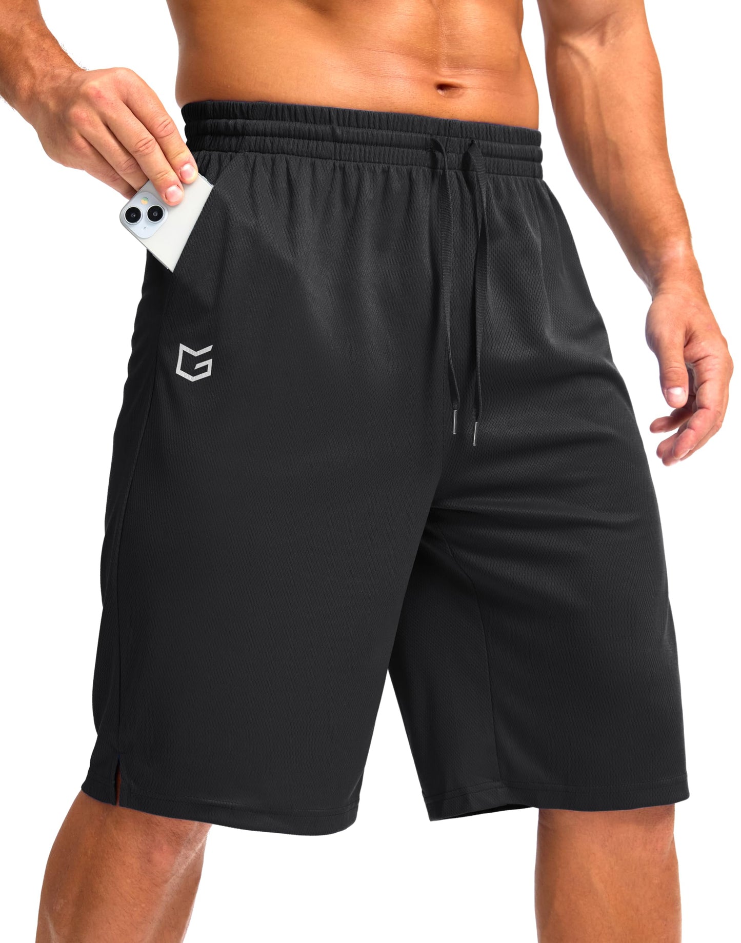 G Gradual Men's Athletic Shorts with Pockets 11" Long Basketball Shorts Lightweight Quick Dry Gym Workout Shorts for Men