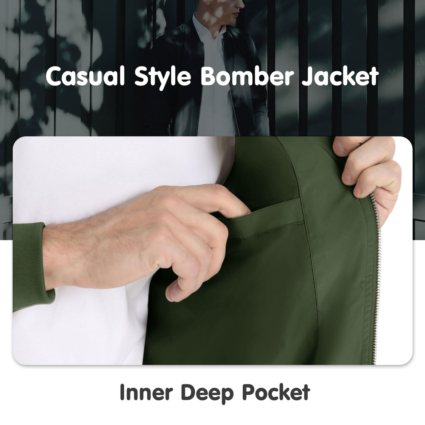 MAGNIVIT Men's Lightweight Bomber Jacket Windbreaker Casual Fall Spring Outdoor Coat