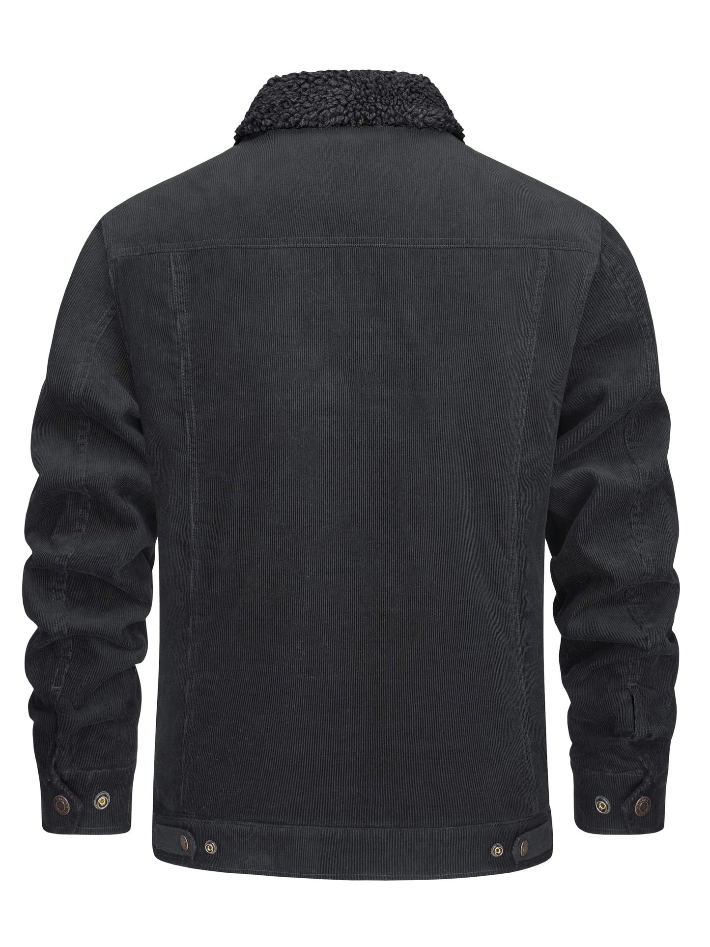 MAGNIVIT Men's Corduroy Fleece Cargo Jacket Winter Snap Button Lapel Sherpa Lined Trucker Cowboy Coat with 5 Pockets