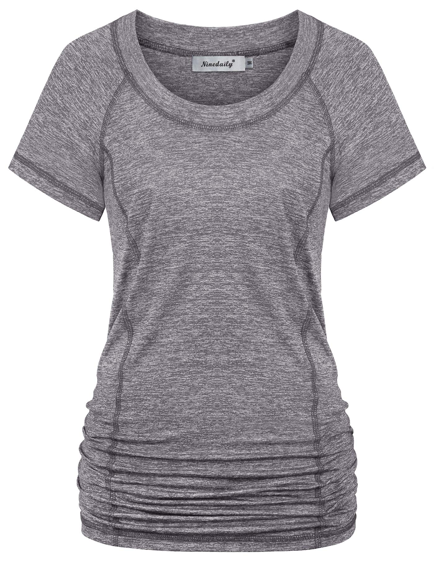 Ninedaily Womens Workout Top Running Yoga Shirt Summer Short Sleeve Casual Tunic