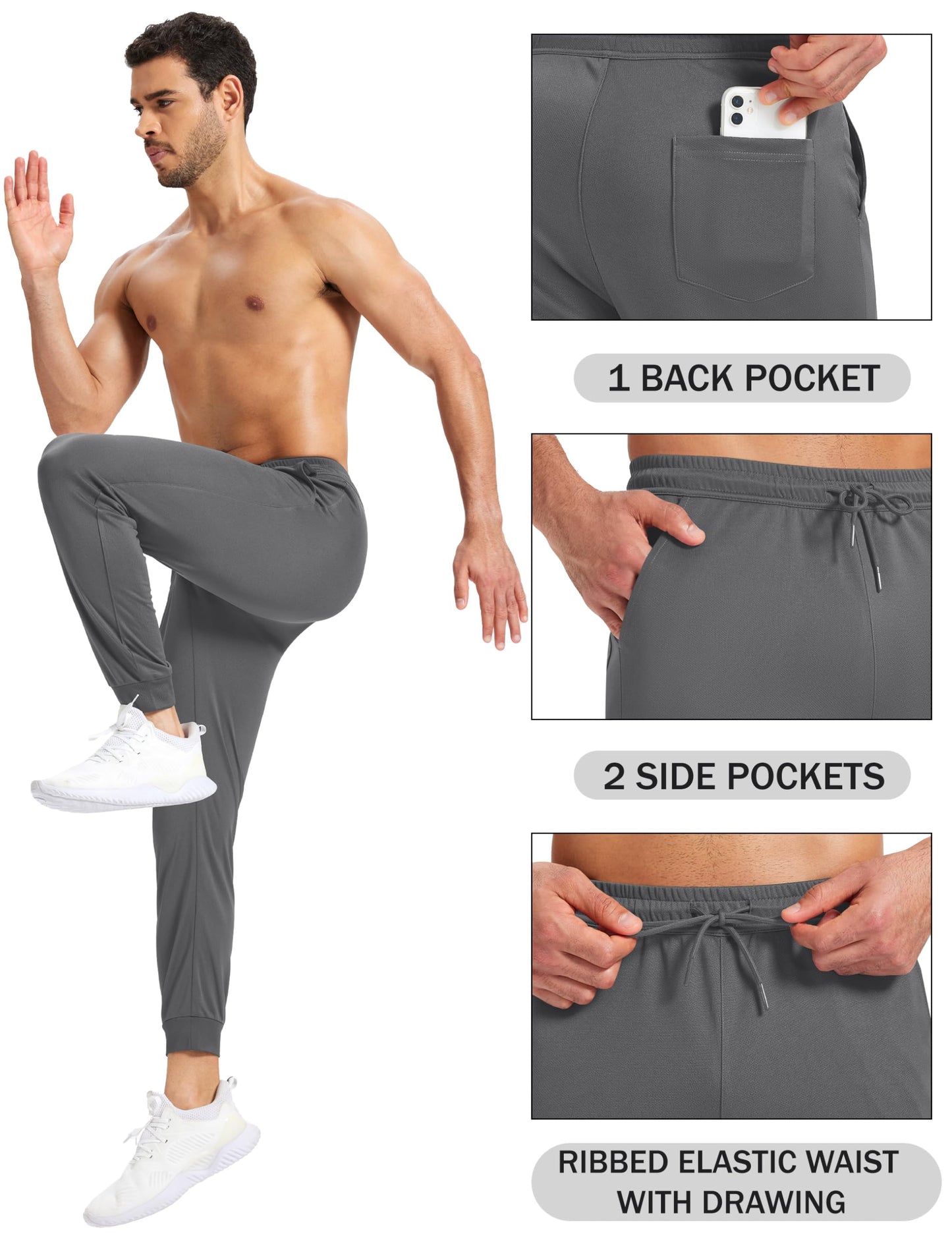MAGNIVIT Men's Lightweight Joggers Sweatpants with Pockets Breathable Quick Dry Athletic for Running Gym Work Out