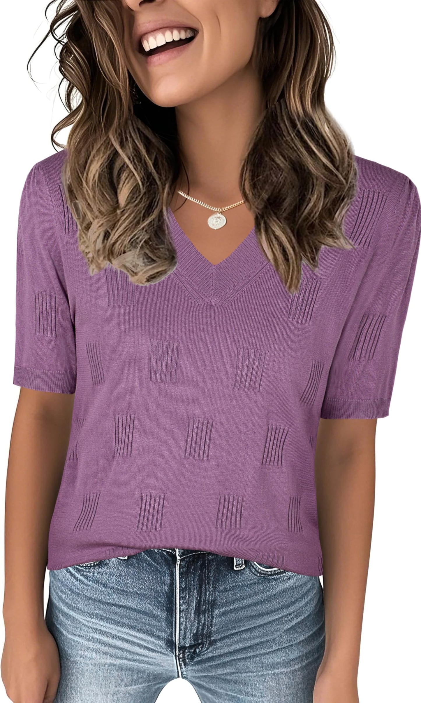 Ninedaily Women's Tops Short Sleeve Sweater Knit T-Shirts Dressy Casual Blouses