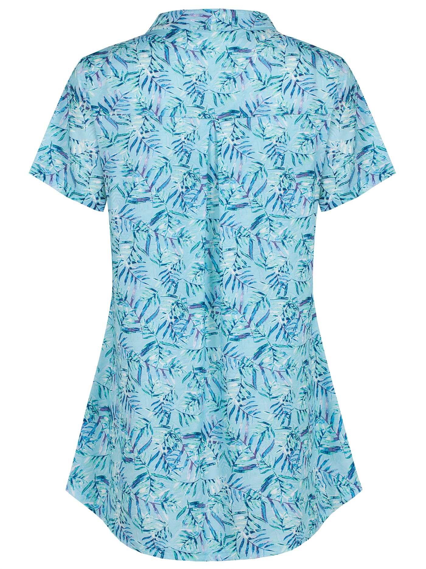 Ninedaily Women's Summer Tops Short Sleeve Casual Blouse Zip Floral Tunic Shirts