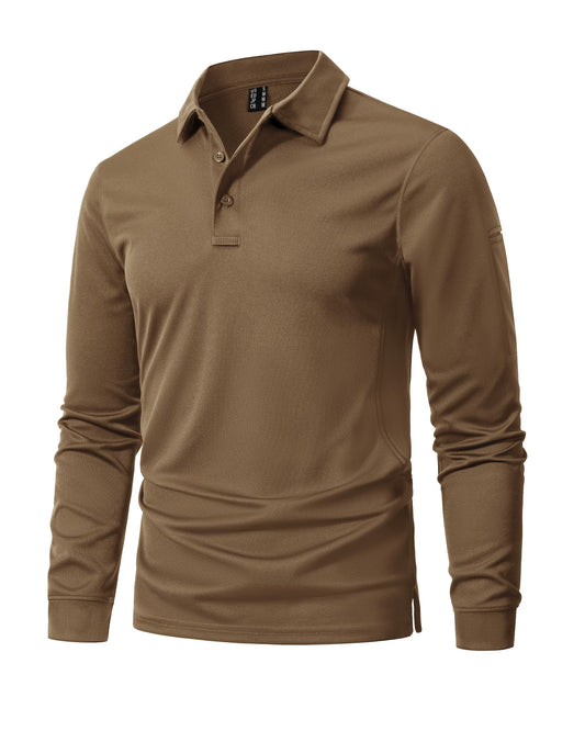 MAGNIVIT Men's Polo Shirts Long Sleeve Quick Dry Performance Shirt Military Tactical Army Combat Polo Shirts