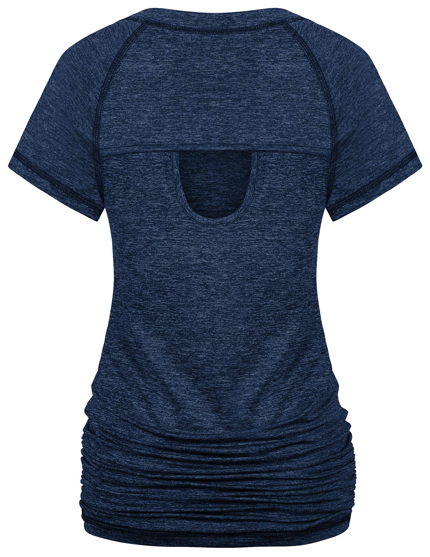 Ninedaily Womens Workout Top Running Yoga Shirt Summer Short Sleeve Casual Tunic