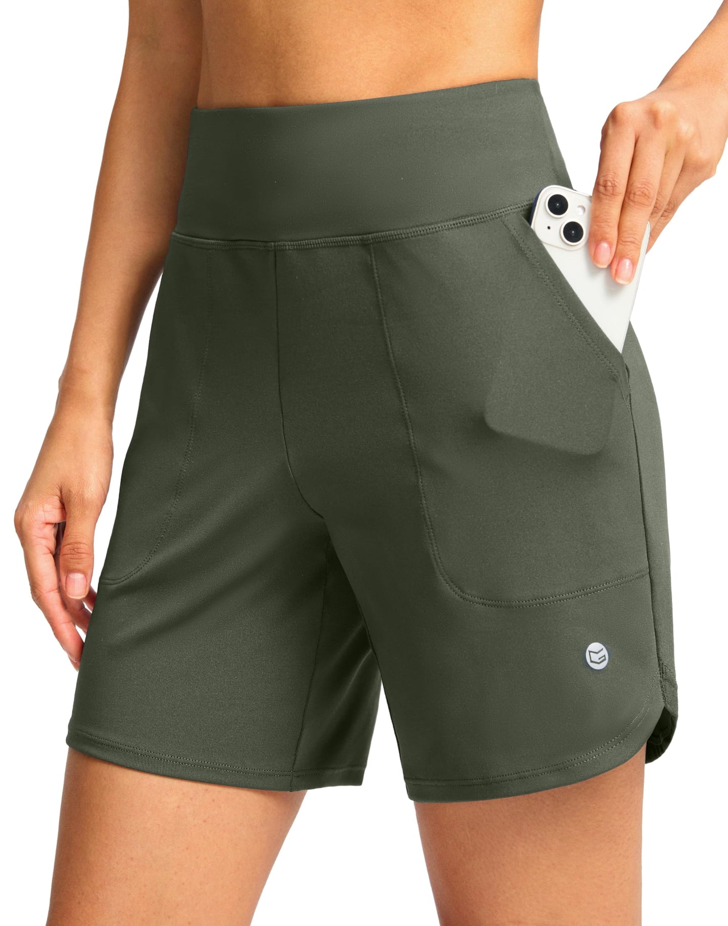 G Gradual Women's Athletic Shorts 6" High Waisted Stretchy Bermuda Shorts for Women Quick Dry Summer Casual Shorts