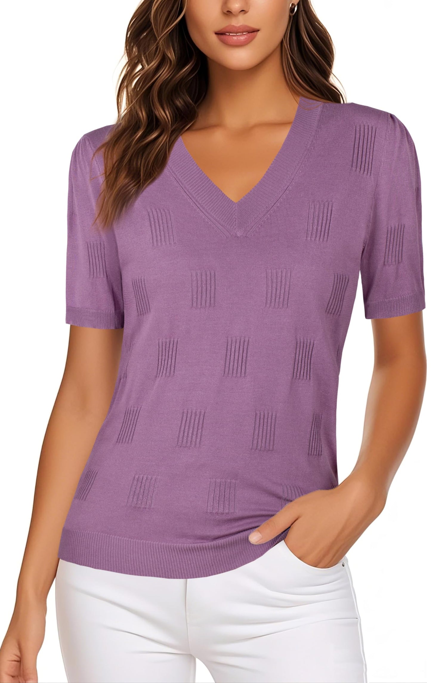 Ninedaily Women's Tops Short Sleeve Sweater Knit T-Shirts Dressy Casual Blouses