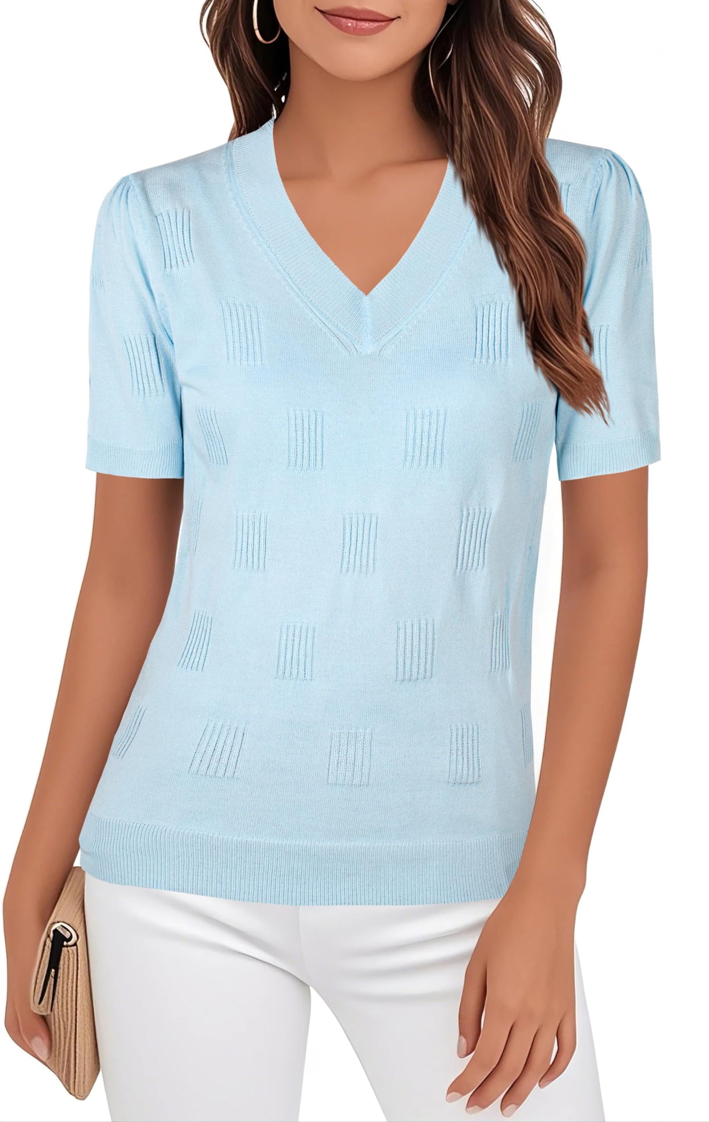 Ninedaily Women's Tops Short Sleeve Sweater Knit T-Shirts Dressy Casual Blouses