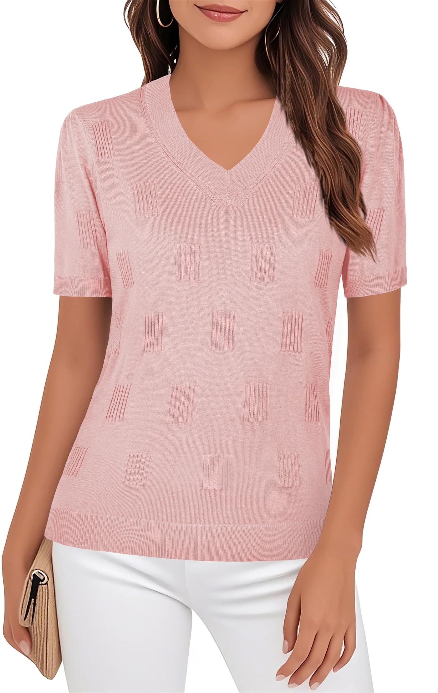 Ninedaily Women's Tops Short Sleeve Sweater Knit T-Shirts Dressy Casual Blouses
