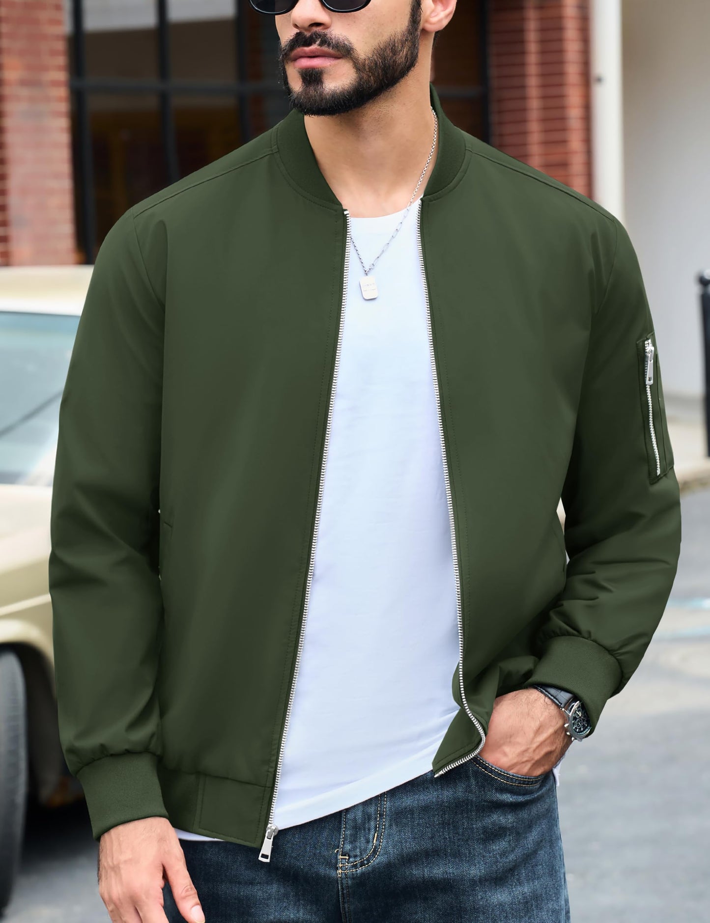 MAGNIVIT Men's Lightweight Bomber Jacket Windbreaker Casual Fall Spring Outdoor Coat