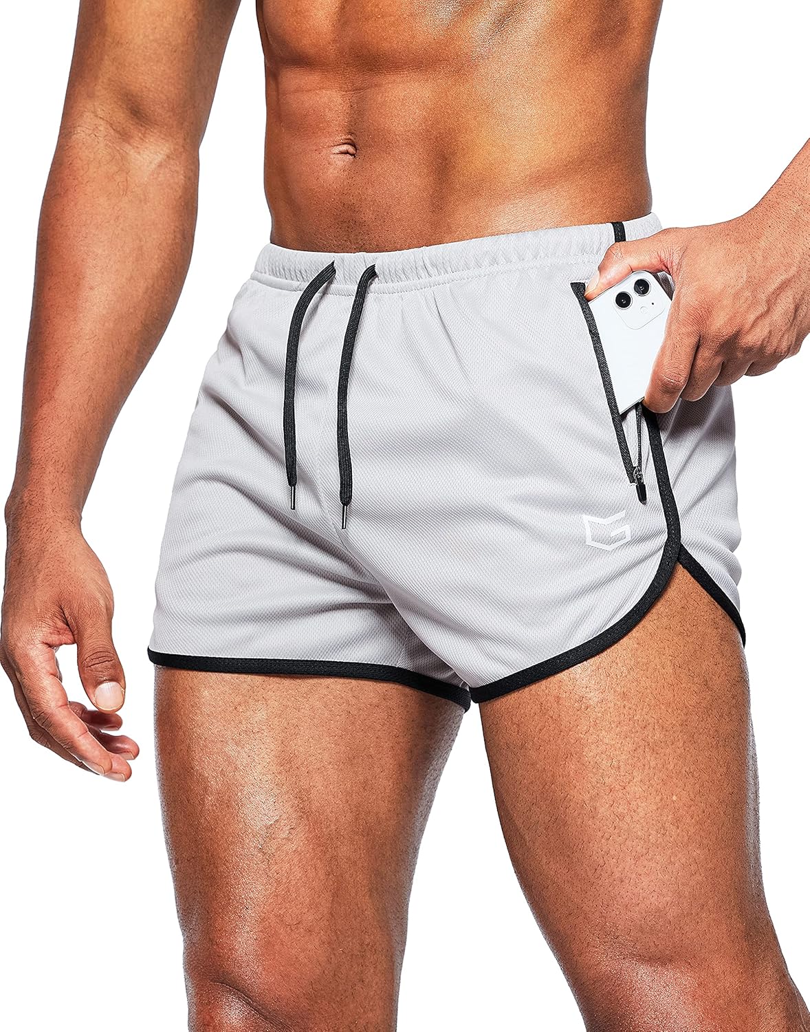 G Gradual Men's Running Shorts 3 Inch Quick Dry Gym Athletic Jogging Shorts with Zipper Pockets