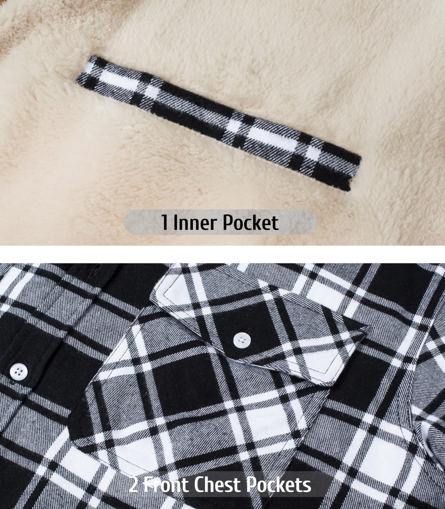 MAGNIVIT Mens Flannel Plaid Shirts Fleece Warm Winter Coat Sherpa Lining Jackets Soft Thickened Outwear Casual Outdoor Travel