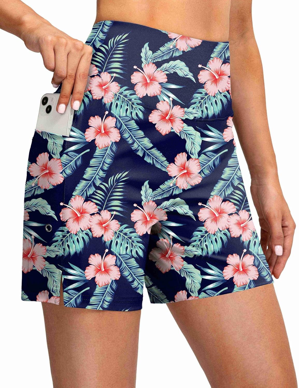 G Gradual Women's 5" High Waisted Swim Board Shorts with Phone Pockets UPF 50+ Quick Dry Beach Shorts for Women with Liner