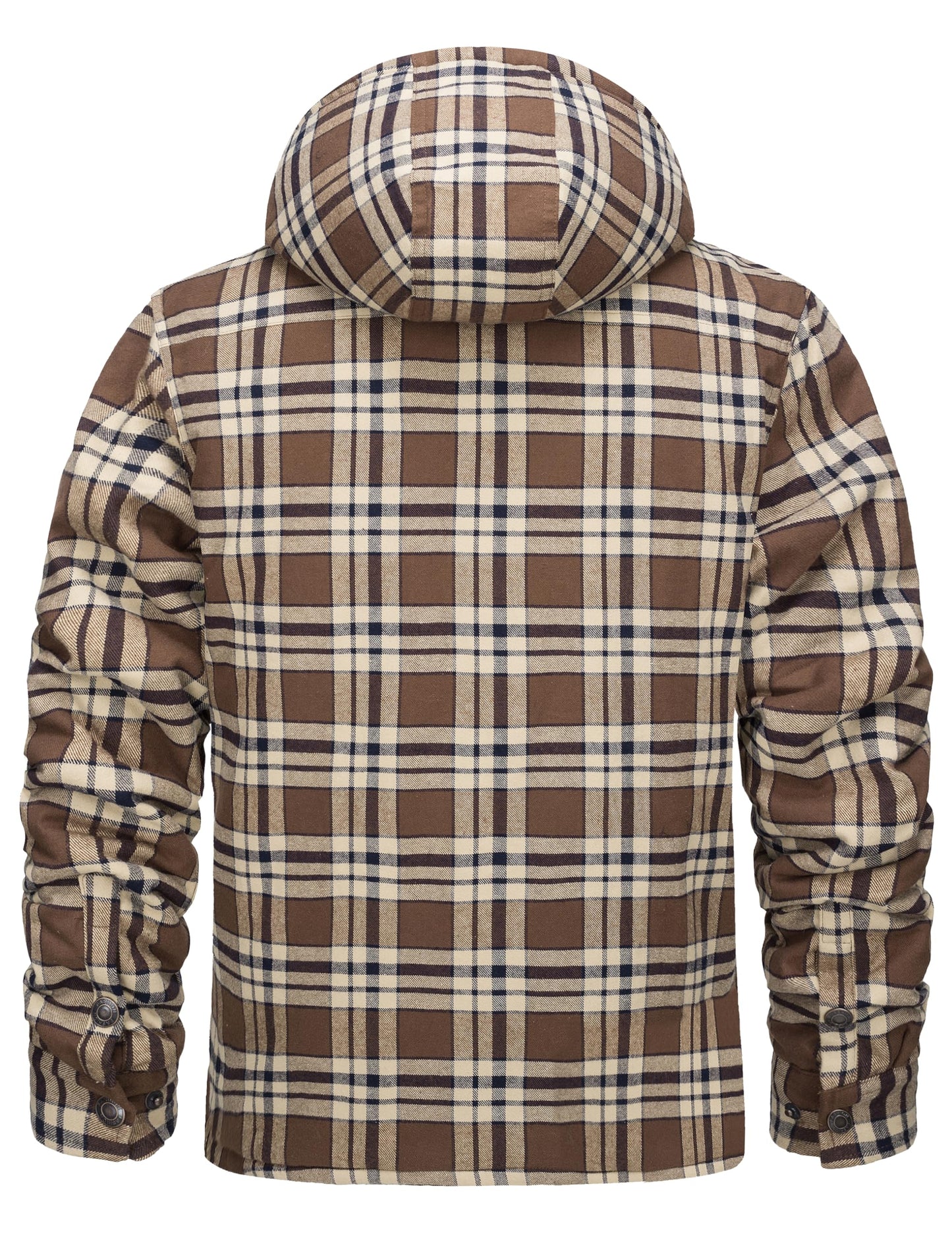 MAGNIVIT Mens Flannel Jacket Sherpa Fleece Lined Plaid Jackets Shirt Thick Snap Button Flannel Hoodie Cotton Winter Shacket