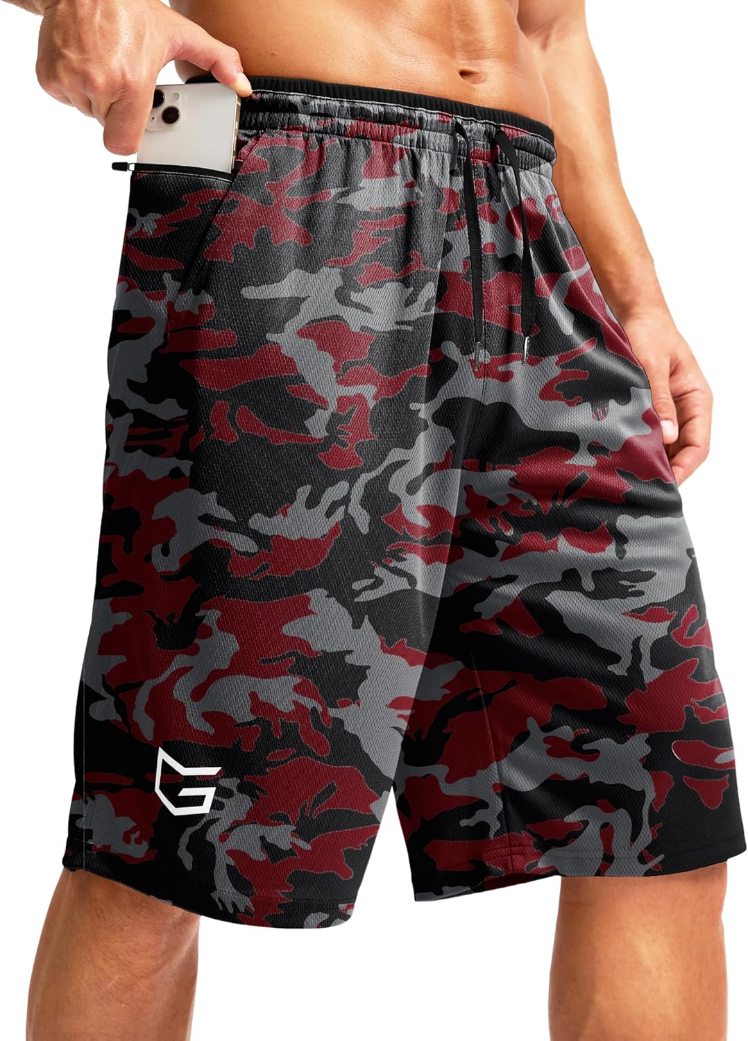 G Gradual Men's Long Basketball Shorts with Zipper Pocket 11'' Quick Dry Gym Shorts Lightweight Mesh Athletic Shorts for Men