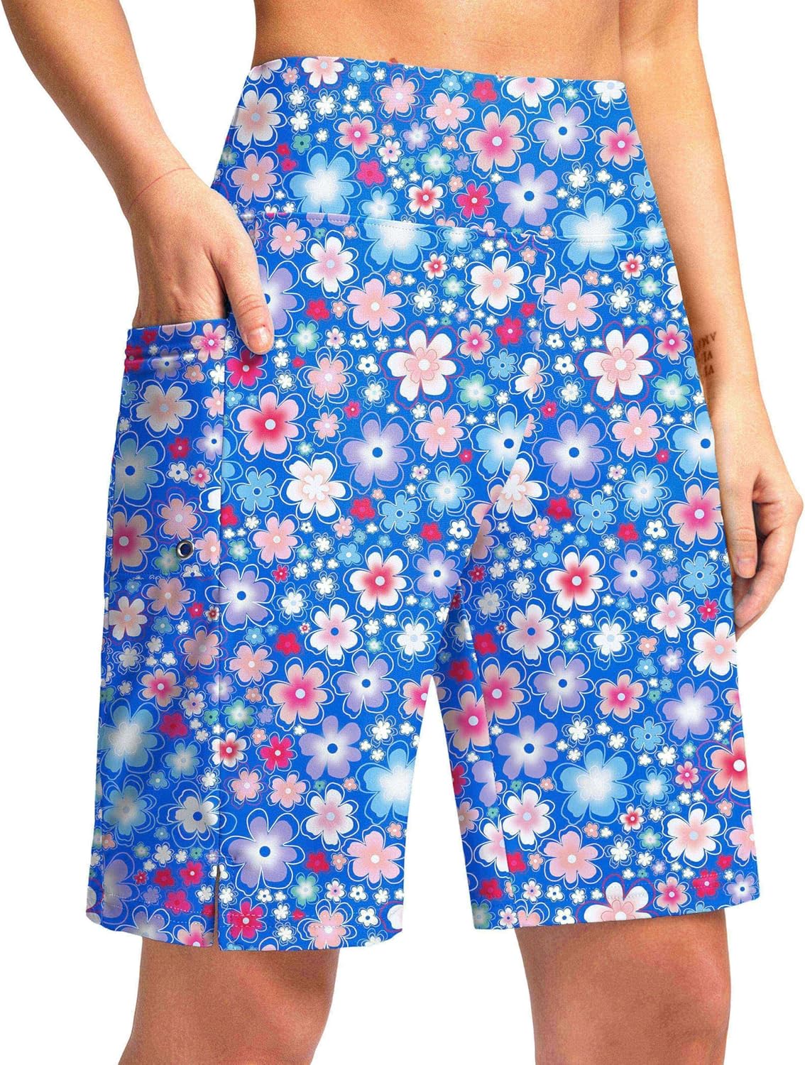 G Gradual Women's 9" Long Swim Board Shorts with Pockets High Waisted Knee Length Beach Swimming Shorts for Women with Liner
