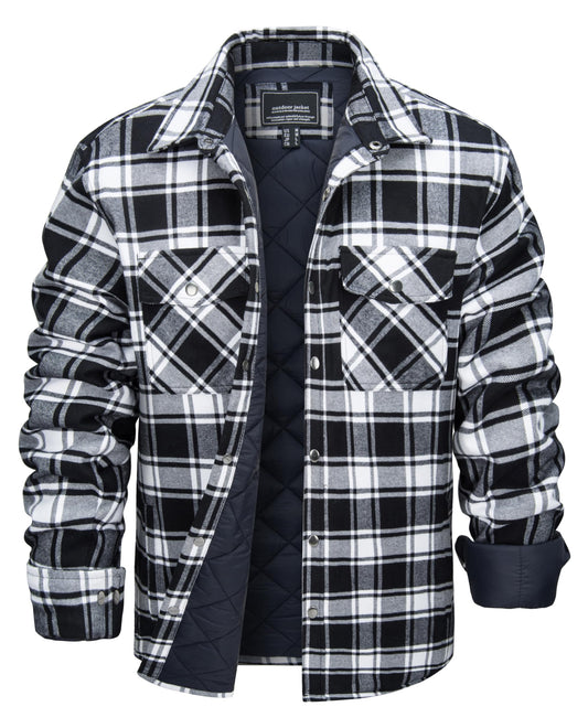 MAGNIVIT Mens Flannel Shirt Jacket Plaid Quilted Lined Coat Button Down Shirts Jacket Casual Winter Coat with Pocket