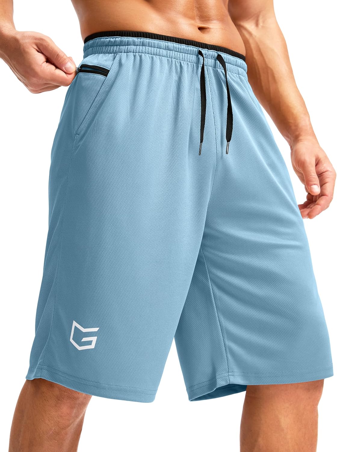 G Gradual Men's Long Basketball Shorts with Zipper Pocket 11'' Quick Dry Gym Shorts Lightweight Mesh Athletic Shorts for Men