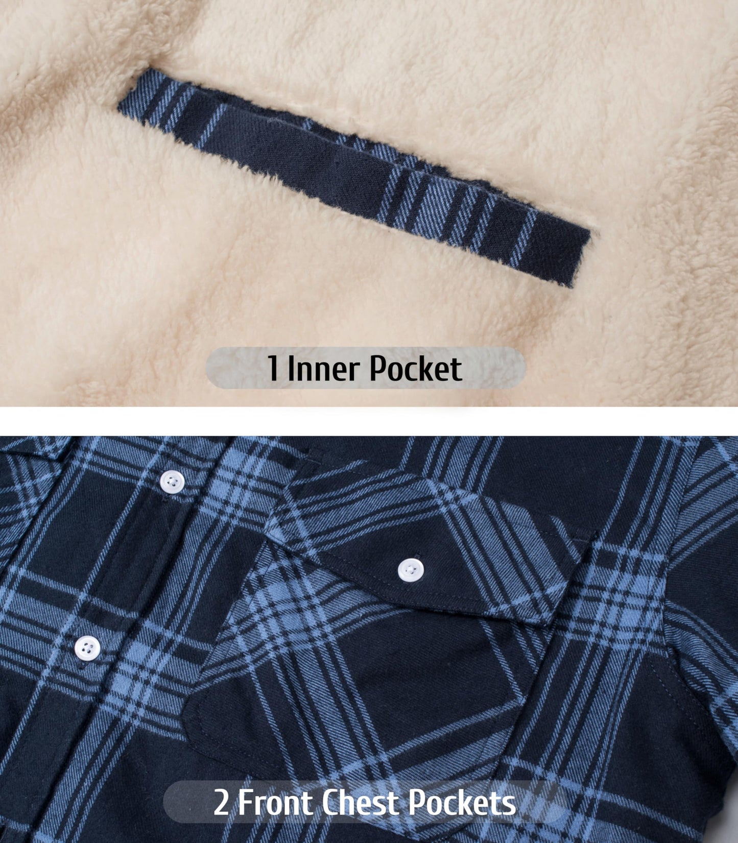 MAGNIVIT Mens Flannel Plaid Shirts Fleece Warm Winter Coat Sherpa Lining Jackets Soft Thickened Outwear Casual Outdoor Travel